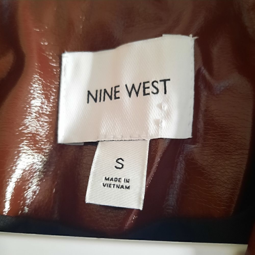 Nine West Vegan Leather Moto Style Coat Jacket - Picture 2 of 3